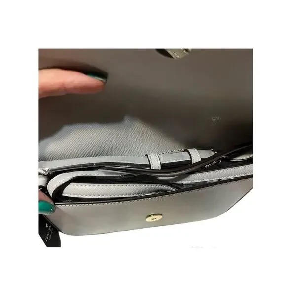 Kate Spade Sadie Envelope Crossbody Platinum Saffiano Leather Chic Minimalist - Picture 3 of 11